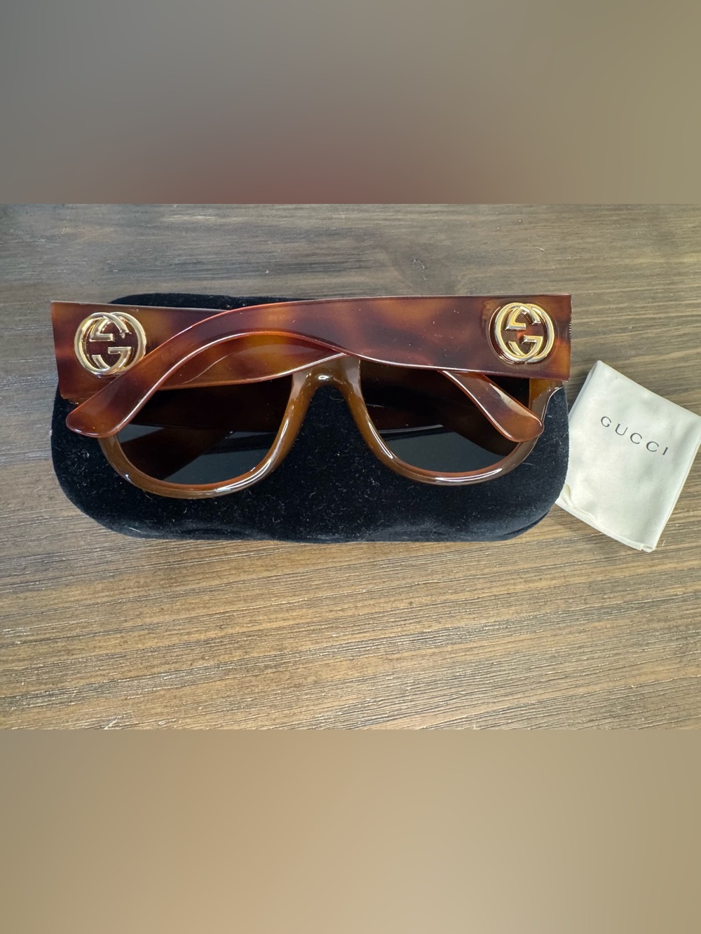 Gucci Women’s Tortoiseshell Brown Sunglasses with Gold GG Accent